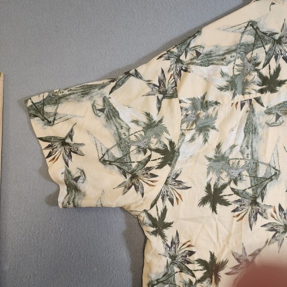Natural Issue Mens Shirt Beige Floral Hawaiin XL Short Sleeve Button Up - Picture 14 of 16